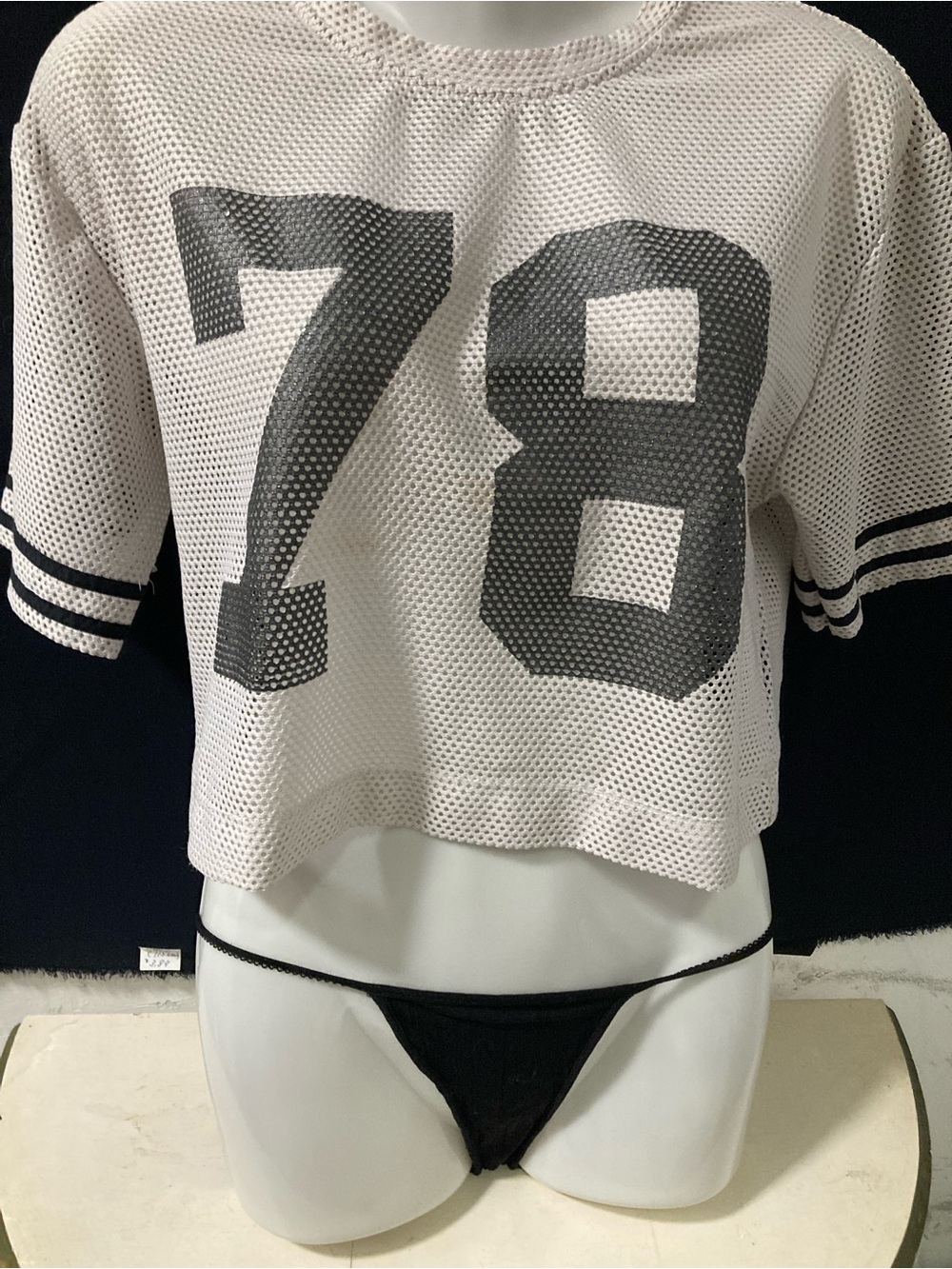 Y2K Seductions 78 White Mesh Jersey Crop Top Small
